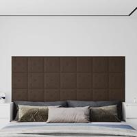 VidaXL Wandpanelen 12 st 1,08 m² 30x30 cm kunstleer bruin - thumbnail