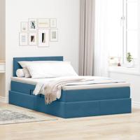 Opslag bed met matras Donkerblauw 120 x 200 cm Fluweel - thumbnail