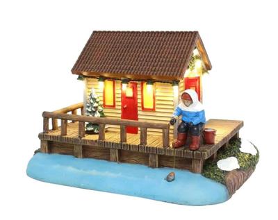 Lodge with Fisher with LED Polyresin 19cm Santaville - Santaville Lodge with Fisher with LED Polyresin 19cm Santaville - Santaville