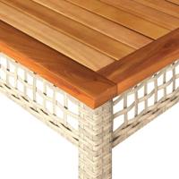 Tuintafel 140x80x75 cm poly rattan en acaciahout beige - thumbnail
