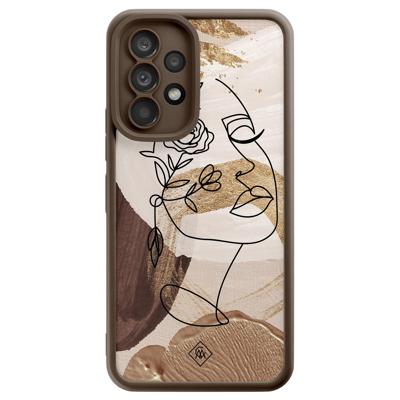 Samsung Galaxy A53 bruine case - Abstract gezicht bruin