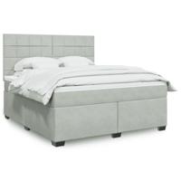 Boxspring met matras fluweel lichtgrijs 180x200 cm - thumbnail