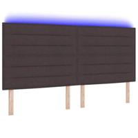 LED Hoofdbord met LED-striplichten Donkerbruin 200 cm Polyester - thumbnail