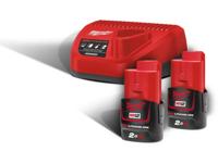 Milwaukee accu kit - M12 NRG-202 - 12V - 2x2.0 Ah accu en snellader - Li-ion - thumbnail