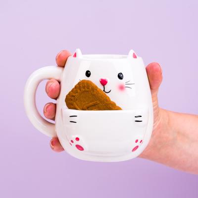Katten Mok - 450 ml - Met Koekjesvak - Keramiek - Cadeau Kattenliefhebbers