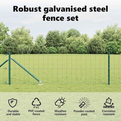VidaXL Hek met paal groen 0,6 x 10 m staal en pvc