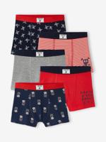Set met 5 stretch boxers "piraten" voor jongens set marineblauw en rood - thumbnail