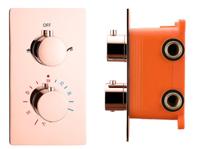 Douchekraan Inbouw Best Design Lyon Thermostaatkraan 2-weg Mat Rose Goud (incl. inbouwdeel) - thumbnail