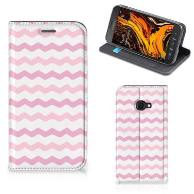 Samsung Galaxy Xcover 4s | Hoesje met Magneet | Waves Roze Samsung Galaxy Xcover 4s | Hoesje met Magneet | Waves Roze