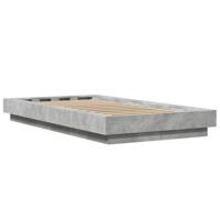 Bedframe met LED-verlichting bewerkt hout betongrijs 100x200 cm - thumbnail