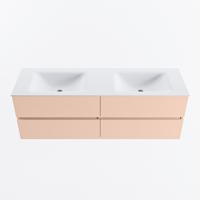 MONDIAZ VICA 150cm badmeubel onderkast Rosee 4 lades. Wastafel CLOUD dubbel 2 kraangaten, kleur Talc. - thumbnail