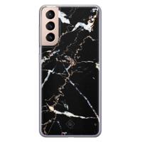 Samsung Galaxy S21 Plus siliconen hoesje - Marmer zwart - thumbnail