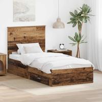 Bedframe met hoofdeinde Oudhout 90 x 190 cm Bewerkt hout - thumbnail