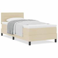 Boxspring Bed met Matras Crème 90x200 cm Stof - thumbnail