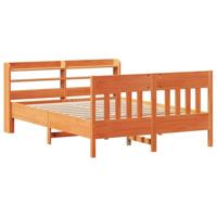 Bedframe zonder matras massief grenenhout wasbruin 135x190 cm - thumbnail