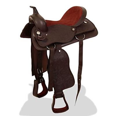 VidaXL Western zadel, hoofdstel en borstriem 17" echt leer bruin