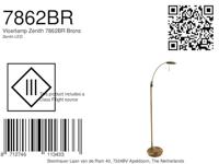 Steinhauer Led vloer leeslampZenith 2x6w - 2200K - 118cm bronsbruin - 7862BR - thumbnail