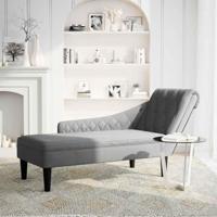 Chaise longue met kussen en rechterarmleuning stof lichtgrijs - thumbnail