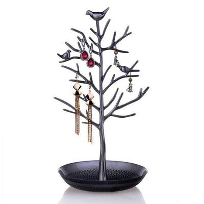 Birdie boomvorm oor stud oorbellen armband hanger ketting sieraden display opslag rack (zwart)