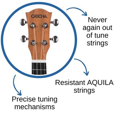 Cascha HH 2026 premium sopraan ukelele met tas en plectra