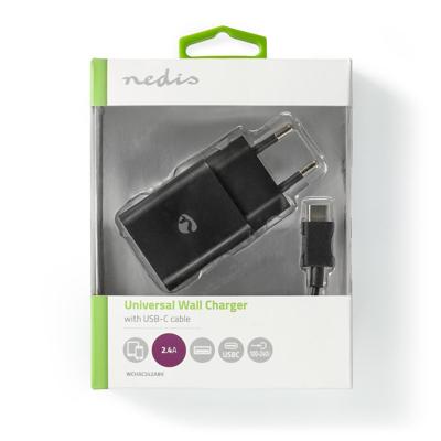 Thuislader | 2,4 A | Losse Kabel | USB-C | Zwart