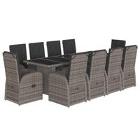 11-delige Tuinset met kussens poly rattan grijs - thumbnail