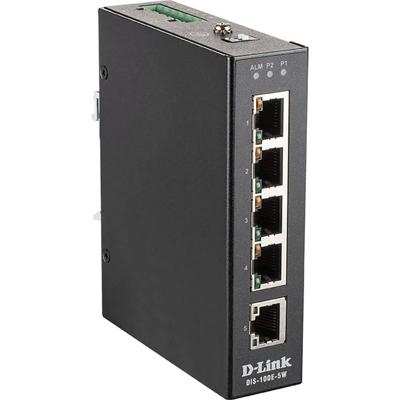 D-LINK DIS-100E-5W 5-Port Fast Ethernet Industriële Switch Zwart