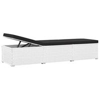 Ligbed met kussen en theetafel poly rattan wit - thumbnail