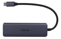 UNITEK Aluminium 4-in-1 USB 3.2 Gen1 gegevensoverdracht 5 Gbps geïntegreerde kabel 15 cm met USB-C stekker 4 poorten 2xUSB-C 2xUSB-A plug and play kleur space grijs aanbevolen voor Macbooks - thumbnail