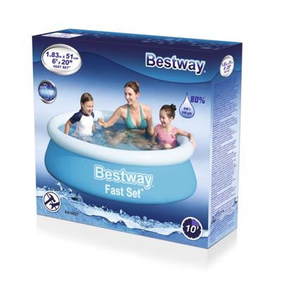 Bestway zwembad fast set opblaasbaar rond 183x51 cm blauw