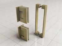 Wiesbaden Scharnierset en greep voor profielloze nisdeur geborsteld messing - thumbnail