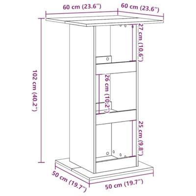Bartafel met opbergruimte 60x60x102 cm bewerkt hout zwart