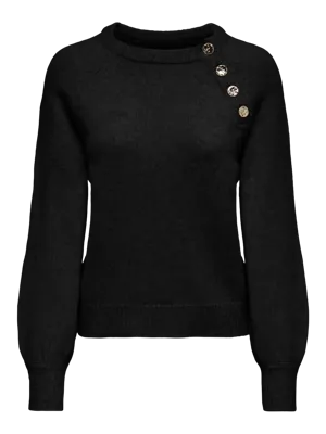 Only Onlemma Life Ls Button Oneck Knt Noos Trui Black