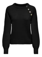 Only Onlemma Life Ls Button Oneck Knt Noos Trui Black - thumbnail