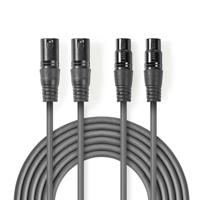Gebalanceerde XLR-Audiokabel | 2x XLR 3-pins male - 2x XLR 3-pins female | 3,0 m | Grijs - thumbnail