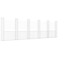 Schanskorf U-vormig met 6 palen 620x20x200 cm ijzer - thumbnail