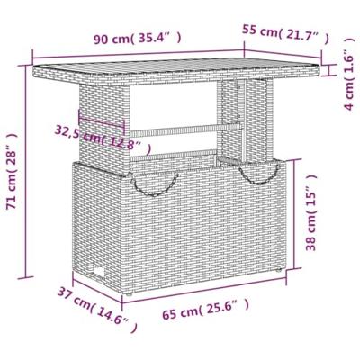 Tuintafel 90x55x71 cm poly rattan en massief acaciahout zwart