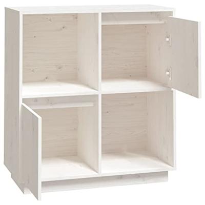Dressoir 74x35x80 cm massief grenenhout wit