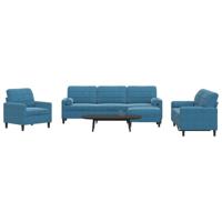 4-delige Loungeset met kussens en bolsters fluweel blauw - thumbnail