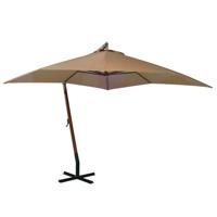 VidaXL Zweefparasol met paal 3x3 m massief vurenhout taupe - thumbnail