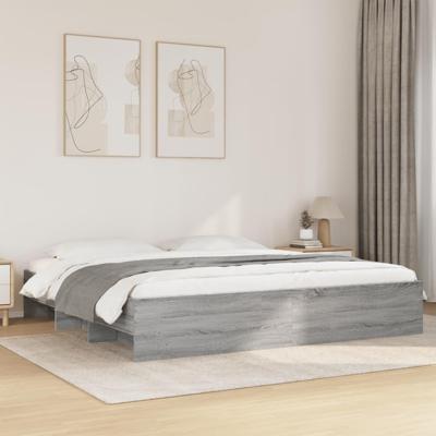 Bedframe bewerkt hout grijs sonoma eikenkleurig 200x200 cm