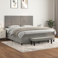 Boxspring met matras fluweel lichtgrijs 180x200 cm - thumbnail
