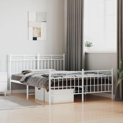 Bedframe met hoofd- en voeteneinde metaal wit 135x190 cm Bedframe met hoofd- en voeteneinde metaal wit 135x190 cm