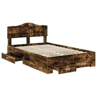 Bedframe met hoofdeinde Gerookt eiken 120 x 190 cm Bewerkt hout - thumbnail