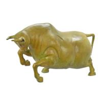 Modernistische bronzen sculptuur van een dokkende stier - thumbnail