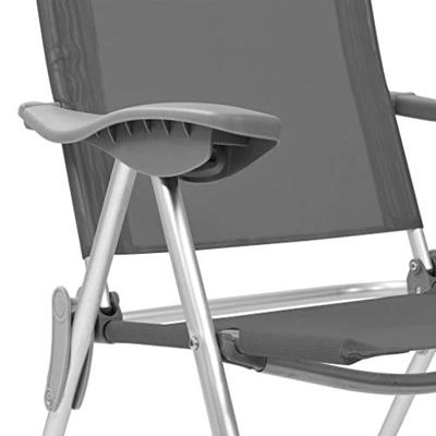 Campingstoelen 4 st inklapbaar aluminium grijs - thumbnail
