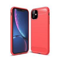 Geborsteld textuur Carbon Fiber TPU Case voor de iPhone XIR 2019 (rood) - thumbnail
