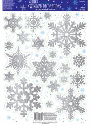 Raamdecoratie sneeuwvlokken glitter Raamdecoratie sneeuwvlokken glitter