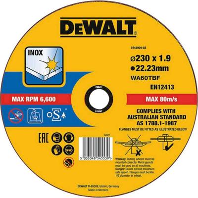 DeWALT DT43909 Doorslijpschijf RVS 230mm DeWALT DT43909 Doorslijpschijf RVS 230mm