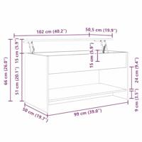Salontafel met plank artisanaal eikenkleurig 102 x 50 x 52.5 cm - thumbnail